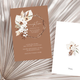 Boho Beige Torkad Blommigt Utandningsbröllop Motta Tilläggskort