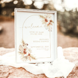 Boho Beige Välkomstskylt Bröllopsfest Poster