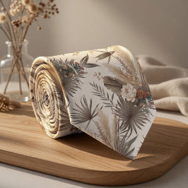 Boho beige-växter slips