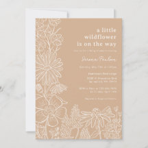 Boho Beige Wildblomma Baby Shower-inbjudan