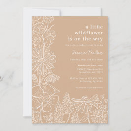 Boho Beige Wildblomma Baby Shower-inbjudan Inbjudningar