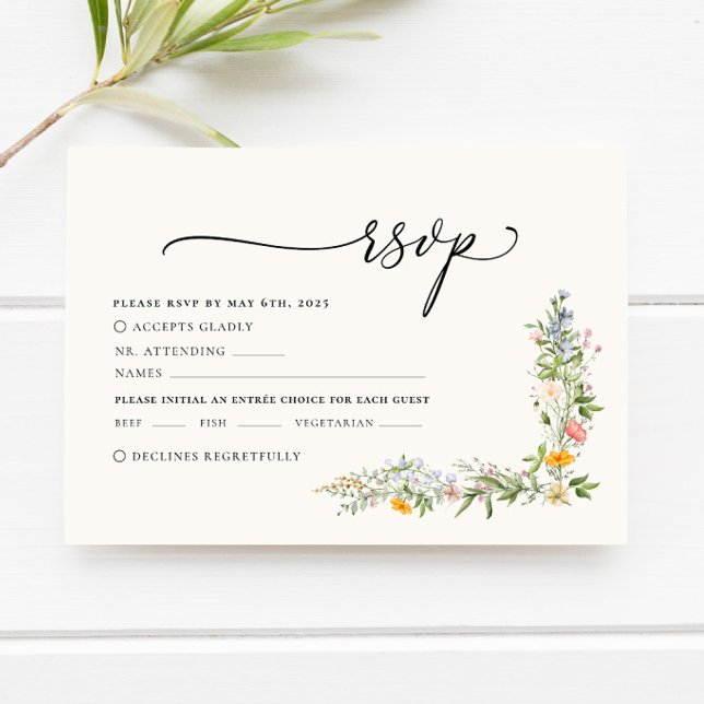 Boho Beige Wildblomma Bröllop OSA Card (Skapare uppladdad)