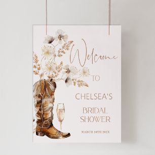 Boho Beige Wildblommor Boots Möhippa Välkommen Fototryck
