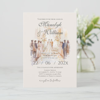 Boho beige with bride Wedding Invitation Inbjudningar
