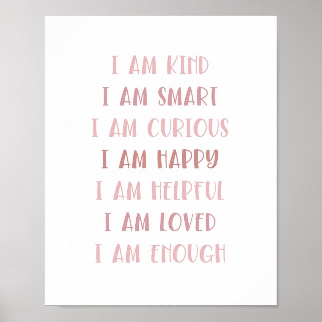 Boho-bekräftelse Minimalist Kids Quote Art Poster (Framsidan)