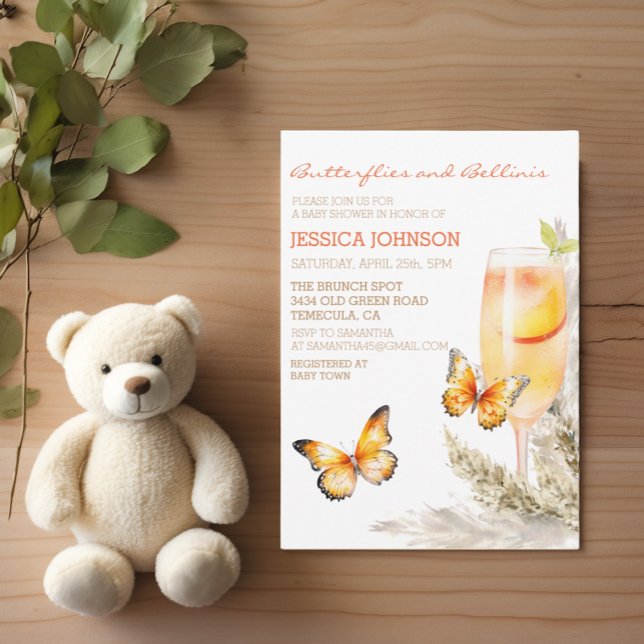 Boho Bellini & Butterflies Baby Shower Inbjudningar (Skapare uppladdad)