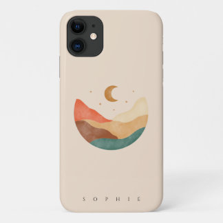 Boho bergsdesign med monogram iPhone-fodral