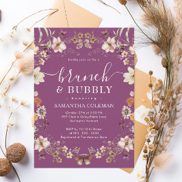 Boho Berry Lila Brunch och Bubly Möhippa Inbjudningar