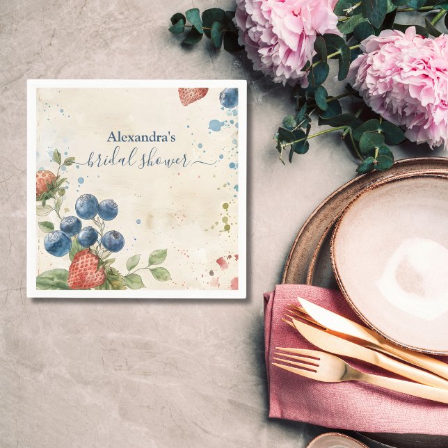 Boho Berry Söt Jordgubbs Bröllopsdusch Pappersservett (Skapare uppladdad)