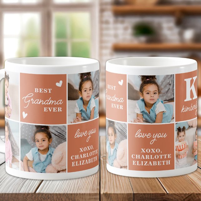 Boho Best GRANDMA Anpassningsbar Modern 7 Photo Kaffemugg (Skapare uppladdad)