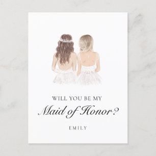Boho Besties Maid of honor Frieri vykort