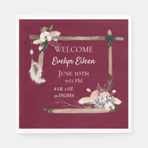 Boho Bevackra Baby Birth Stats Pappersservett