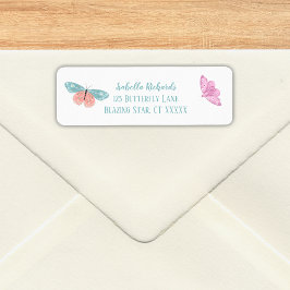 Boho Bevackra Blommigt Butterflies Returadress Etikett