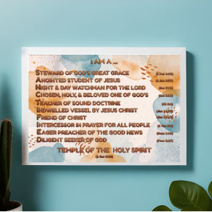 Boho bibliska bekräftelser Acrostic w_Scripture 4 Fototryck