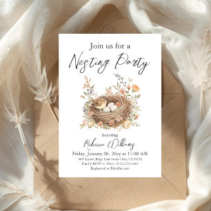 Boho Bird Feather Your Nest Baby Shower Inbjudningar