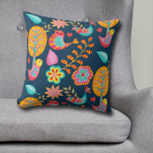 Boho Birds Träd Flowers Folk Art Mönster