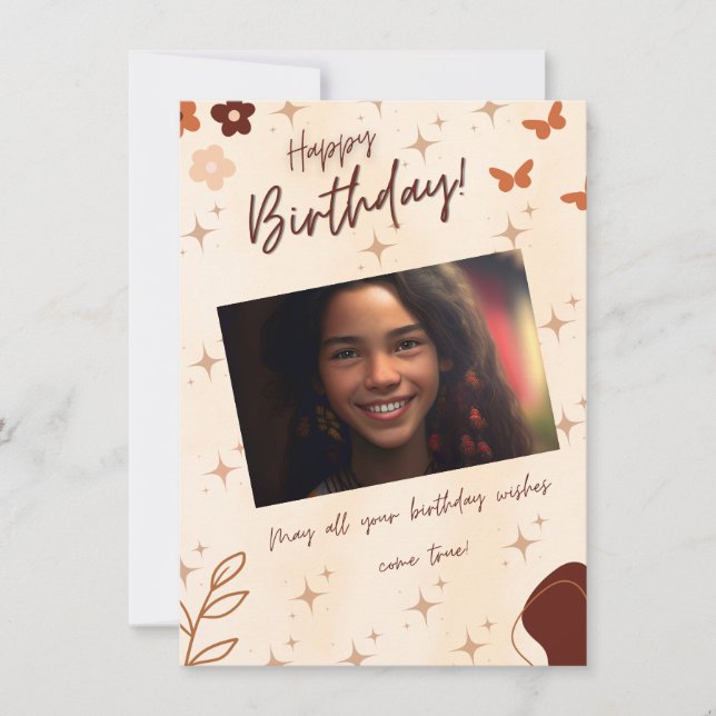 Boho Birthday-fotokort (Framsida)
