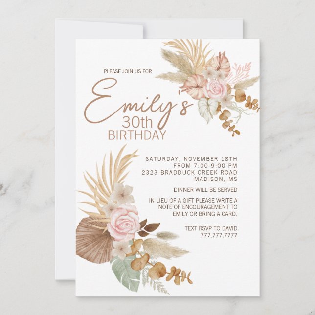 Boho Birthday-inbjudan - alla åldrar Inbjudningar (Framsida)