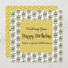 Boho Birthday Plants Dots Guld Sage Grönt