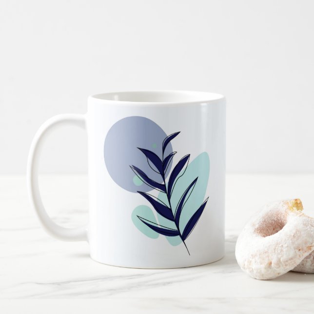 Boho blå blomma kaffemugg (Med munk)