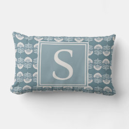 Boho Blå Blommig Monogram Kudd Lumbarkudde