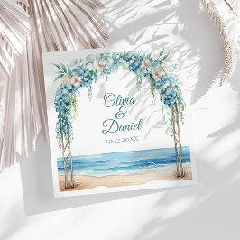 Boho Blå Blommig Valvbåge Strandbröllop Pappersservett