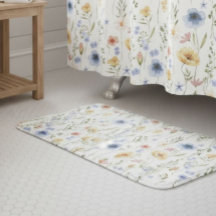 Boho Blå Gul Rosa Vildblomma Akvarell