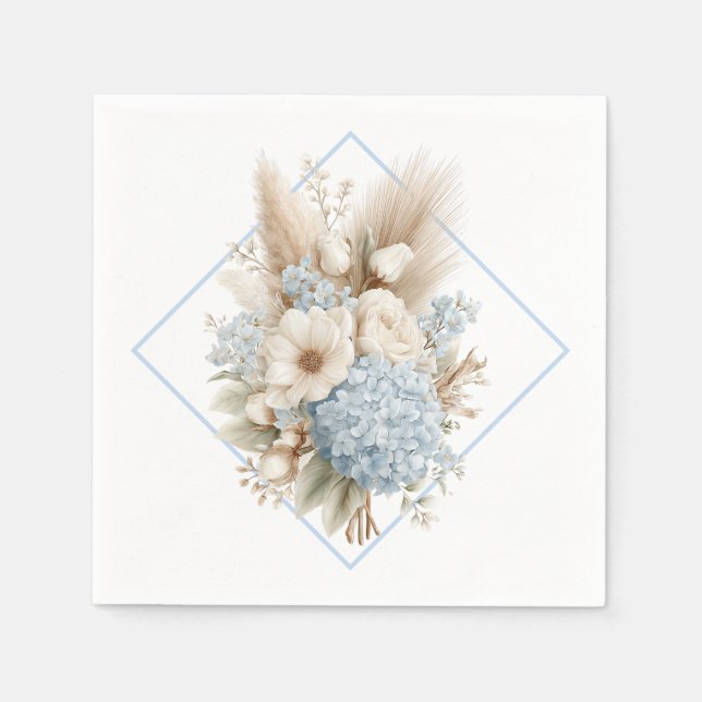 Boho Blå Hortensia Pappersservetter (Framsidan)
