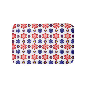 Boho Blå Lila Röda Blommor Liten Badrumsmatt Badrumsmatta