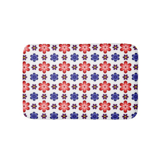 Boho Blå Lila Röda Blommor Liten Badrumsmatt Badrumsmatta