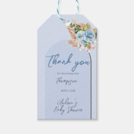 Boho Blå Pampasgräs Blommig Hey Pojke Baby Shower Presentetikett