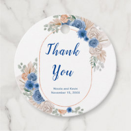 Boho Blå Pampasgräs Bröllop Gåvor Etiketter