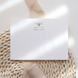Boho Blå Pojke Babykläder Baby Shower Tack Kort