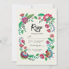 Boho Blå Randig Folkliga Blommor | Rsvp Svar Bröll