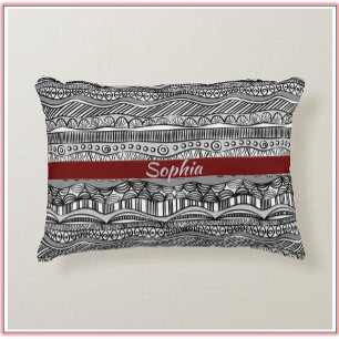 Boho Black and White Ethnic Prydnadskudde