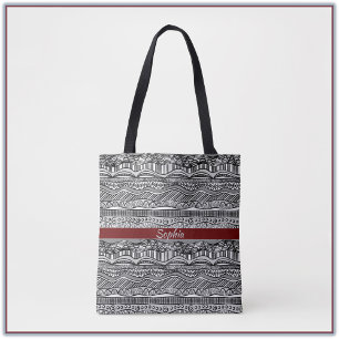 Boho Black and White Ethnic Tygkasse