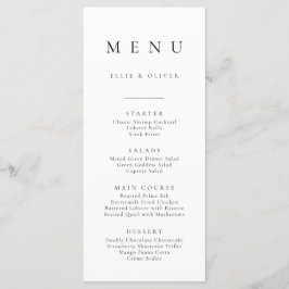 Boho Black and White Minimalist Simple Flat Menu Meny
