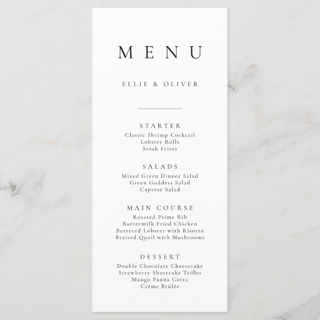 Boho Black and White Minimalist Simple Flat Menu Meny (Framsida)