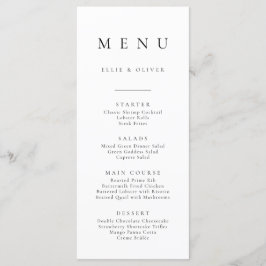 Boho Black and White Minimalist Simple Flat Menu Meny