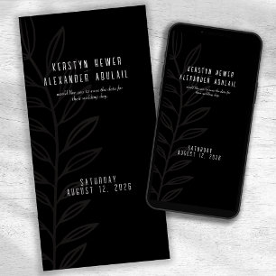 Boho Black and White Vintage Botanical Bröllop