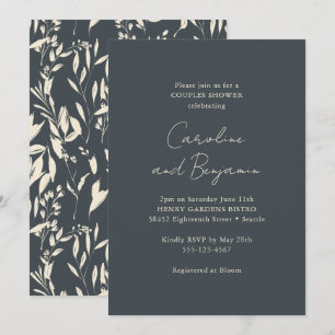 Boho Black Blommigt Elegant - minimalistiskt par S Inbjudningar