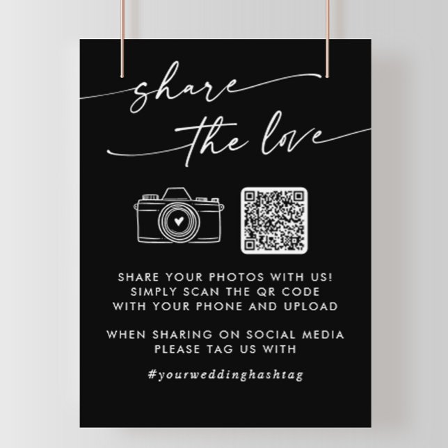 Boho Black Bröllop  Kärlek QR-koden Poster (Skapare uppladdad)