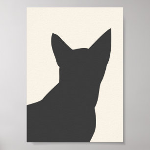 Boho Black Cat Silhouette Summer Print Poster