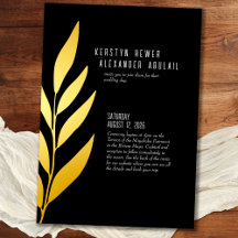 Boho Black Gold Foil Vintage Botanical Bröllop