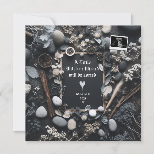 Boho Black Gravid-meddelande | Baby Reveal Meddelande (Framsida)