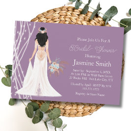 Boho Black Hair Bride med pärlor Möhippa P Inbjudningar