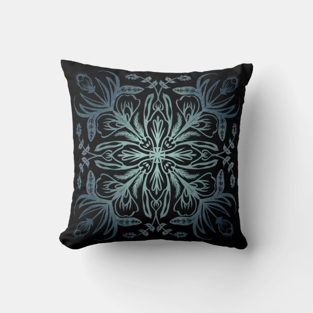 Boho Black Indigo Turquise Dekorativ kudde (Framsida)