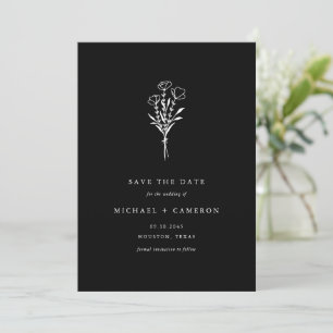 Boho Black Minimalist Botanical Bouquet Spara Datumet