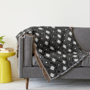 Boho Black Tribal Geometric Aztec Mönster Filt