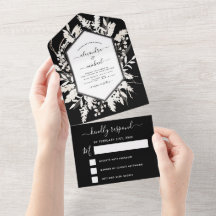 Boho Black White Beige Botanical Bröllop OSA